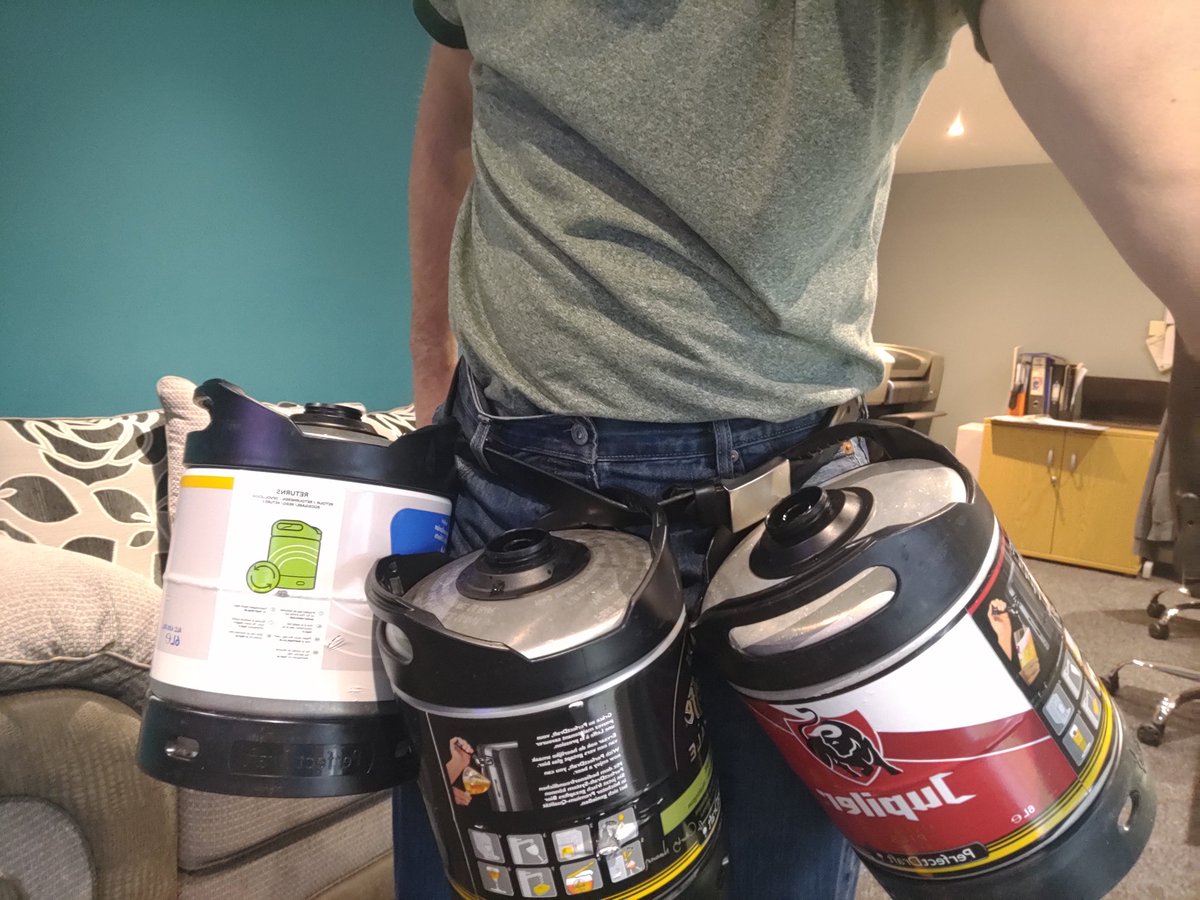 snecklifter79's tweet photo. @TheBeerHawk Cant quite get them into my jeans, but with a few more empties it would make a cool hula skirt! ๐คฃ #perfectdraft https://t.co/McKJoDQrqE