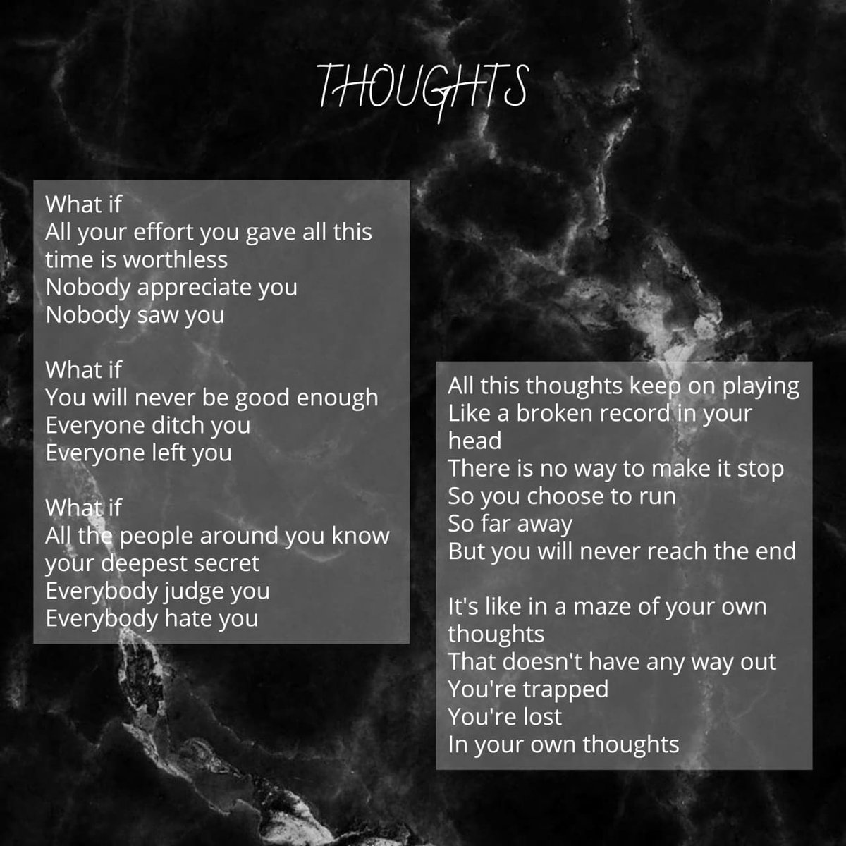 Midn1ghtTh0ught's tweet photo. When I say I hate my own thoughts
This is what I mean
There are too many 'What if'
And too little assurance
#thoughts
#writtenthoughts
#book1
#midnightthoughts https://t.co/bFz8wKFuby