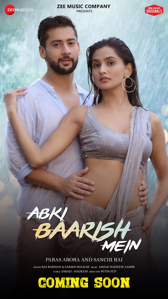 @imrajbarman & @sakshi_holkar 's #AbkiBaarishMein starring @theparasarora & @rai_sanchi will make you remember your baarish ke din spent with your loved one💕 
Stay tuned, song COMING SOON!
#NitinFCP @anuragbedi @ZeeMusicCompany @AmjadNadeem22