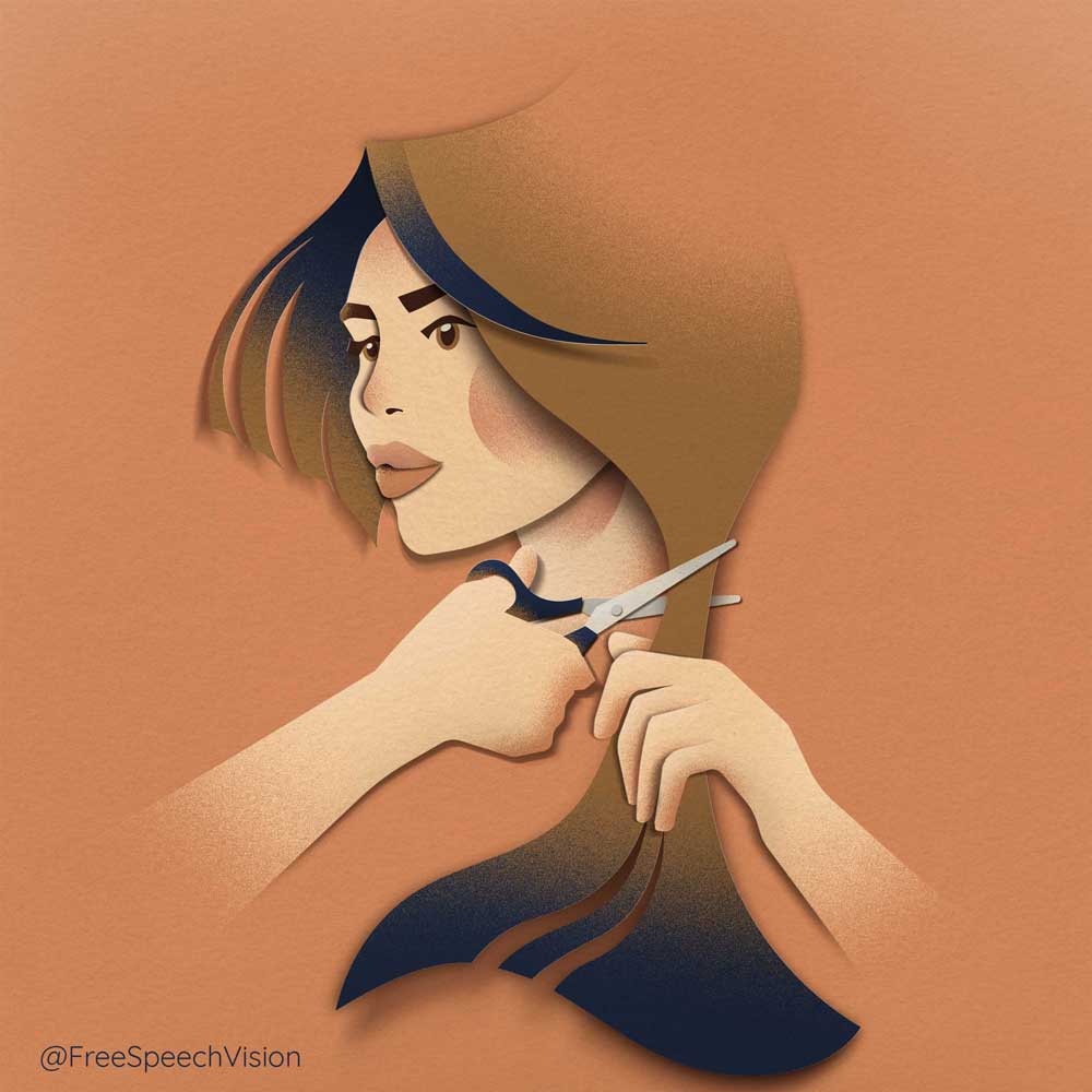 FreeSpeechVis's tweet photo. Women, Life, Freedom
-
I STAND WITH THE WOMEN OF IRAN
-
-
-
-
-
-
-
-
-
#IranianWomen #IranianWomenProtest #CallAllArtists #mahsaamini
#Illustration #ArtByWomen #hadisnajafi
#HumanRights #JFMAArtChallenge
#IranProtests2022
#mahsa_amini #mahsaamini
#مهساامینی
#مهسا_امینی
#opiran https://t.co/rSePpQxFqk