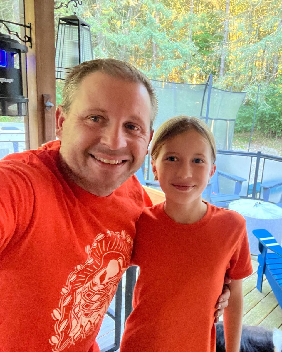 OAMRS1's tweet image. OAMRS President &amp;amp; CEO, Greg and his daughter are showing their support for #NationalDayForTruthAndReconciliation 

Greg is proud to support Canada’s Indigenous communities through his work with the Basic Radiology Technician Training Program. 

#OAMRS #OrangeShirtDay