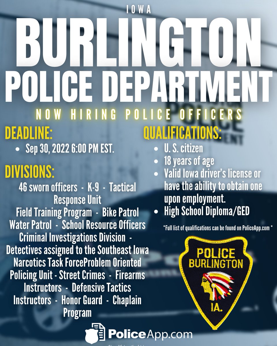 on Twitter "Burlington Iowa Police Department Job Title