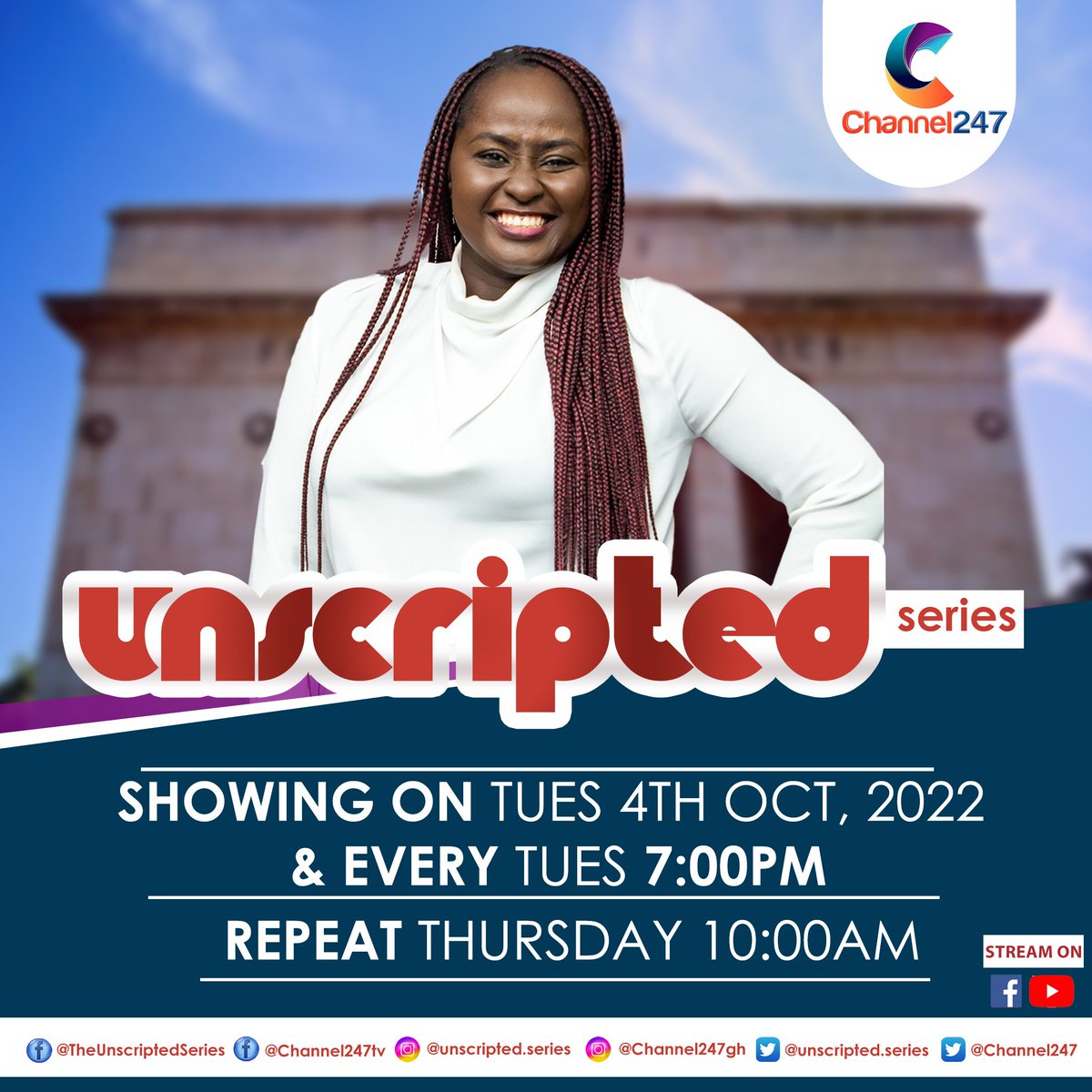 ysarpomaa's tweet image. Bigger. Better. Different
Whoops whoops whoops thats how exciting its going to be with Channel 24/7 starting this October

The Unscripted Series starts airing this Tuesday 4th October and every Tuesday at 7pm
Repeat airing on Thursdays at 10am
Don&apos;t miss out
#TheUnscriptedSeries