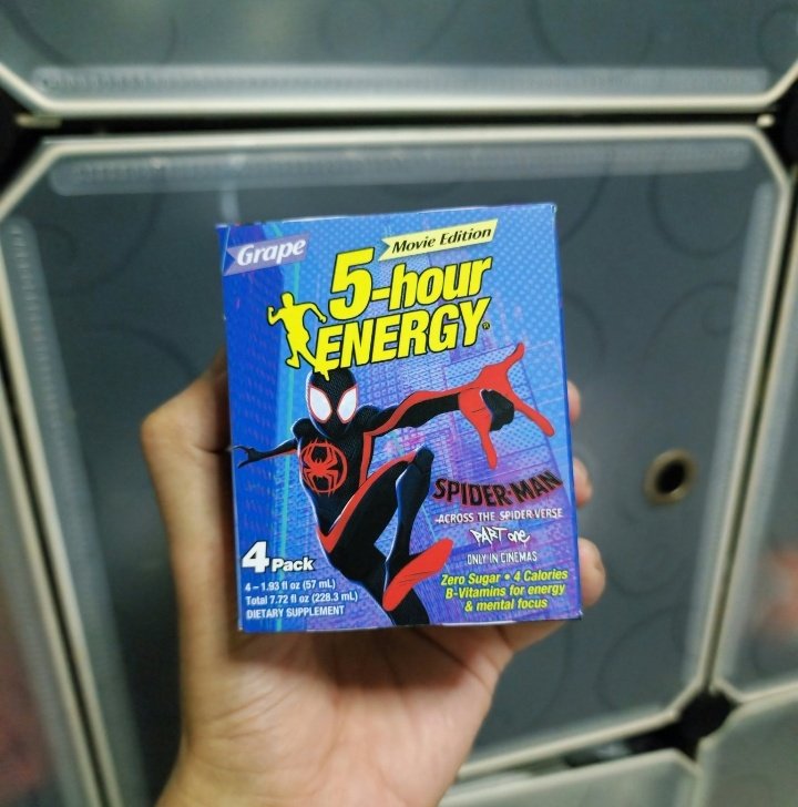 SpiderMan_Newz's tweet photo. A 5 hour energy X across the spider-verse product has been found https://t.co/J6YR4GsJnh