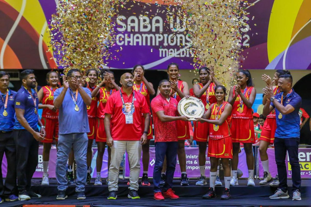 RajapaksaNamal's tweet photo. Champions of South Asia 🏆 Heartiest congratulations to Sri Lanka Women's National Basketball team on winning the SABA Women's Championship 2022. Thank you for making us proud and showing the world WE CAN! 🇱🇰 https://t.co/xI57k5TVse