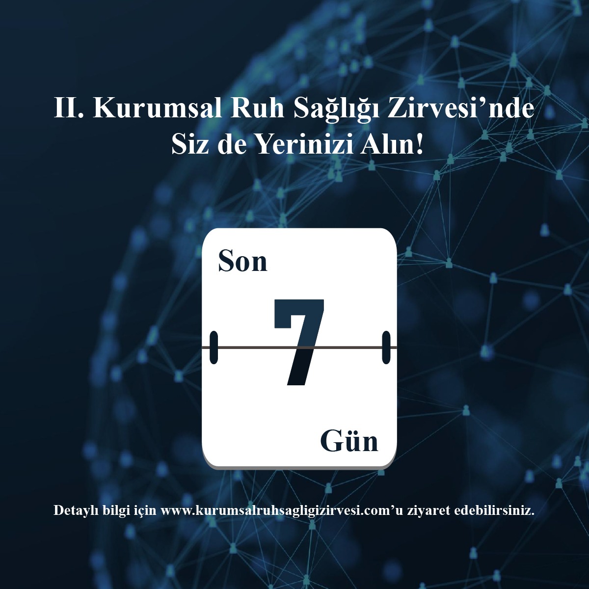 Birbirinden değerli konuşmacıların olduğu II. Kurumsal Ruh Sağlığı Zirvesi’ne hepinizi bekliyoruz. 🙂 Detaylı bilgi ve kayıt için kurumsalruhsagligizirvesi.com 'u ziyaret edebilirsiniz.