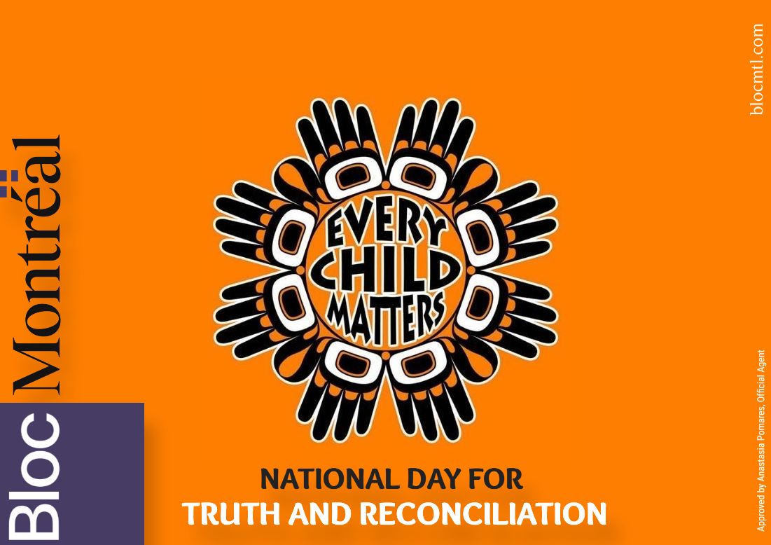 DeBellefeuille_'s tweet photo. Celebrating #NationalDayofTruthandReconciliation. 
A time to remember the helpless children that lost their lives while attending residential schools funded by the government and how the impact is still being felt today by the Indigenous Community. #Canada #BMtl https://t.co/3IMobe5K68