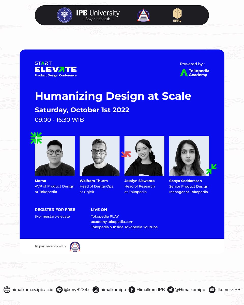 Tokopedia Product Design Team is proud to present our first everconference, START Elevate
2022!

Register yourself for FREE via tkp.me/start-elevate before October 1, 2022!
#STARTELEVATE2022