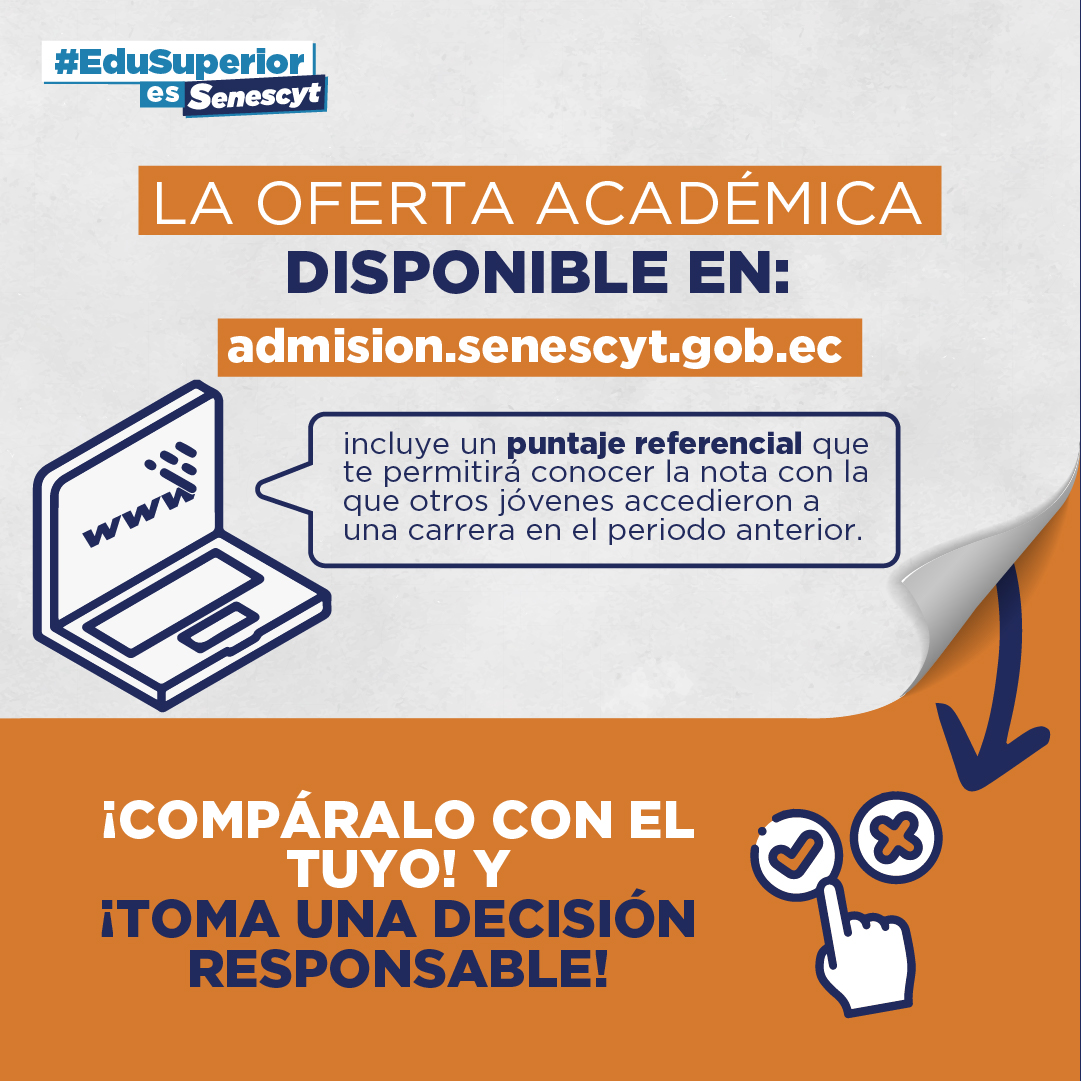 EduSuperiorEc's tweet photo. ¡Pilas!

Del 2 al 4 de octubre podrás postular a la carrera de tu interés en la plataforma 👉 https://t.co/BJBACZyJDy. 

Recuerda que el día o la hora en que realices este paso no influirá en la asignación de cupos.

¡Decide con responsabilidad!

#Admisión2022 https://t.co/Cd9k7v7Qxs