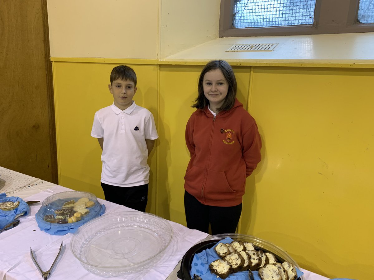 MauchlineC's tweet photo. The Captains and Vice Captains helped out at the MacMillan Coffee Morning today at the Church Hall. The community turned out in numbers, despite the rainy weather! #MacmillanCoffeeMorning https://t.co/ckgEjR6qTX