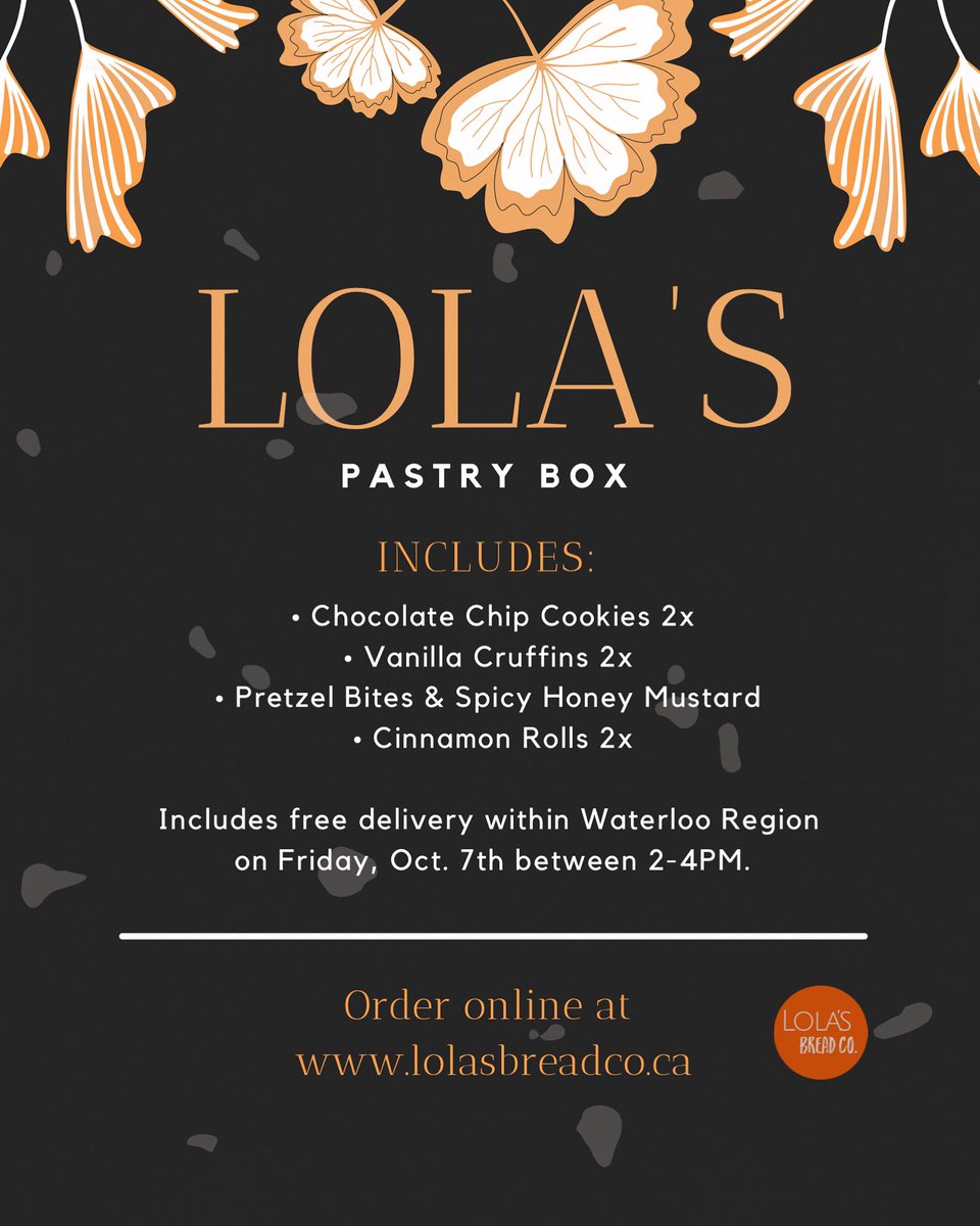 lolasbreadco's tweet photo. The October Pastry Box is here! 🎁🍂
Cookies, Pretzel Bites, Vanilla Cruffins & the Best Cinnamon Rolls in town!
Shop here 👉 https://t.co/ekNGwv3AVW
#kwawesome #lolasbreadco #waterlooregion #kitchener #waterloo #cambridge #breslau #kweats #wreats #dtklove #kitchenerwaterloo https://t.co/YQsnEP1maA