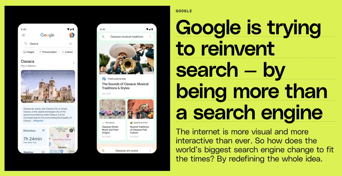 The <a href="/verge/">The Verge</a> report on Google’s first attempt to truly transform their core search product, moving away from a blank box and towards a more visual, and interactive interface.

tinyurl.com/2nrazcd4

#AI #Google #Misinformation #GoogleSearch #UXDesign #UX #VisualSearch