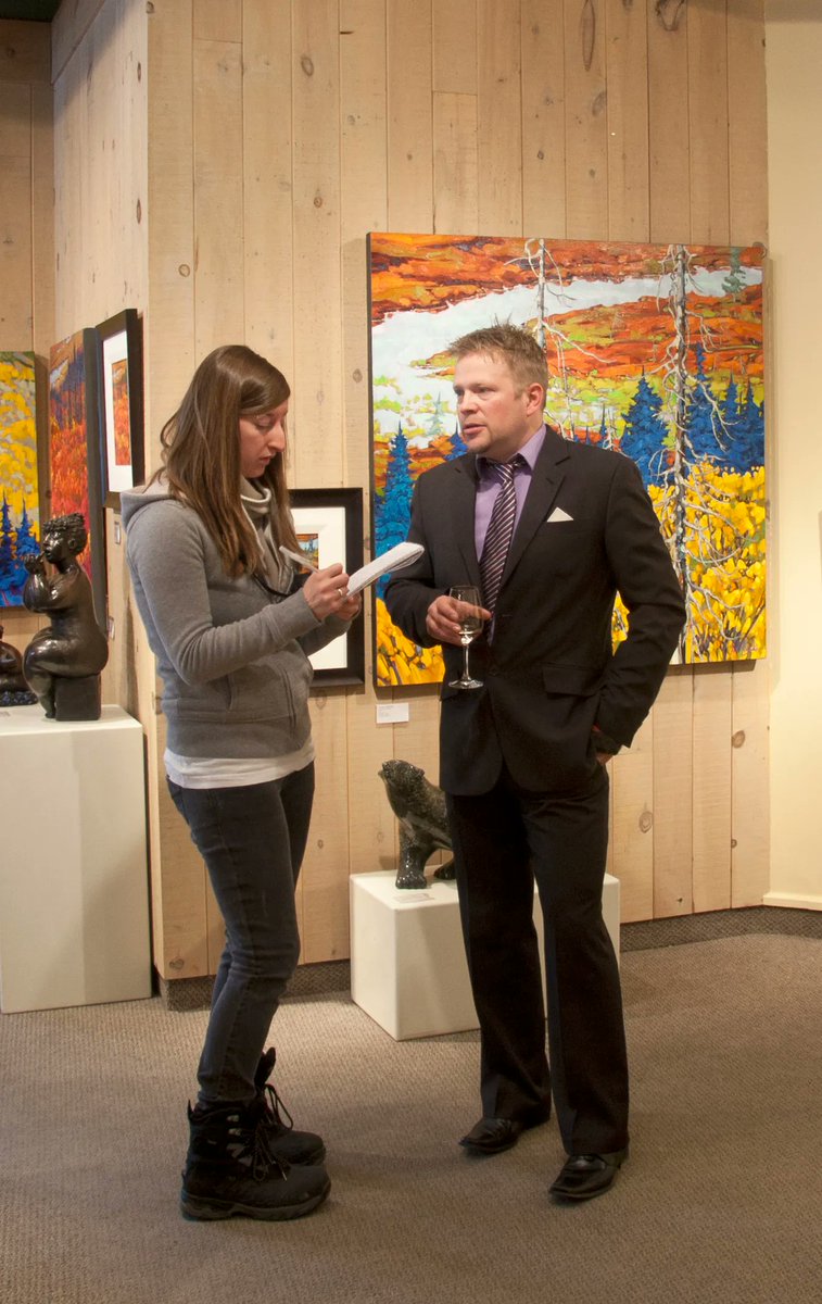 At CANADA HOUSE GALLERY giving a newspaper interview during one of my shows.
paintingjourneys.com 
#canadianart #canadianartists #banff #mybanff #rockymountains #mountainart
