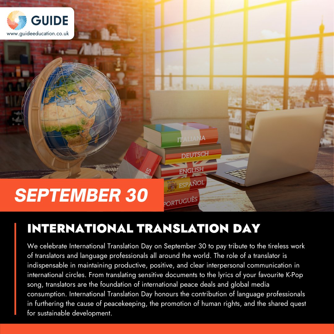 GuideEducation_'s tweet image. If you&apos;re a translator, a language professional or an interpreter, we salute you!  🙌

𝐇𝐚𝐩𝐩𝐲 𝐈𝐧𝐭𝐞𝐫𝐧𝐚𝐭𝐢𝐨𝐧𝐚𝐥 𝐓𝐫𝐚𝐧𝐬𝐥𝐚𝐭𝐢𝐨𝐧 𝐃𝐚𝐲!
 🎉🥳

#internationaltranslationday #translator #languageprofessional #language #interpreter #translators #interpreters