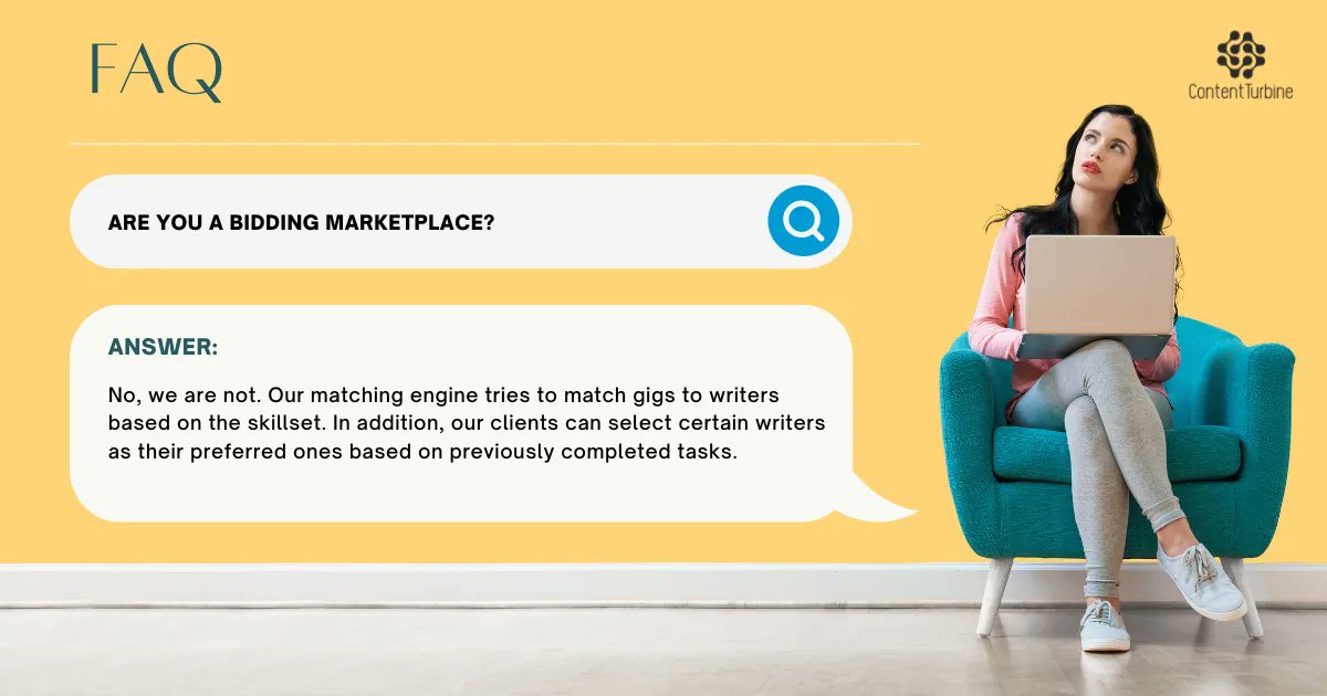 FAQ: Are you a bidding marketplace? 

#techwriter #freelancewriter #copywriting #technical #tech