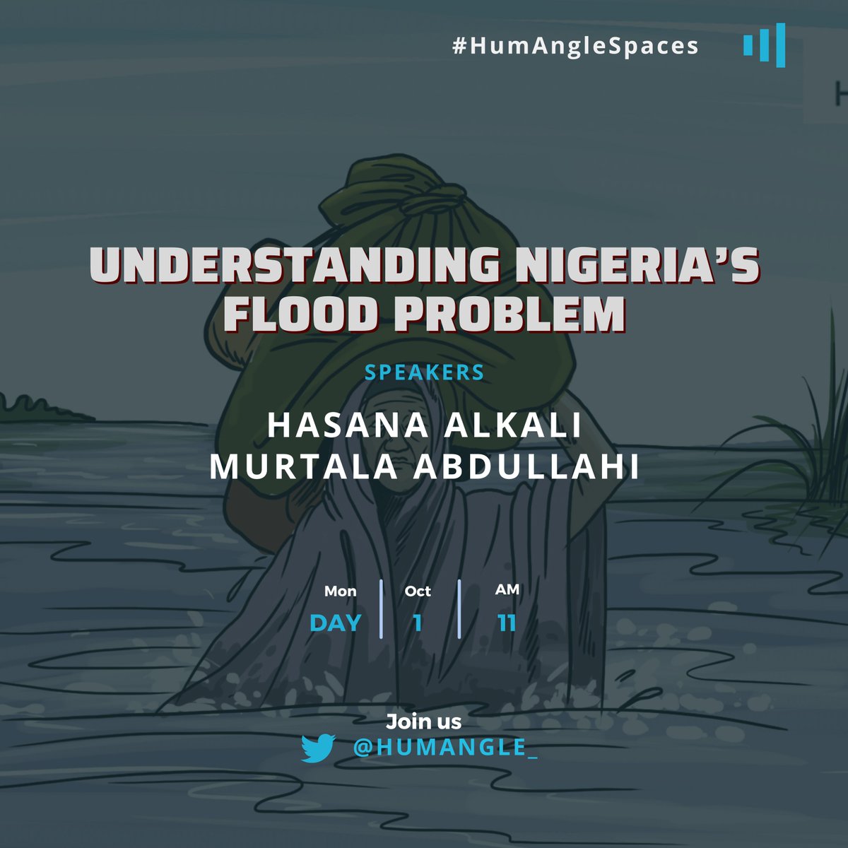 HumAngle_'s tweet photo. Over half a million people in Nigeria have been affected by flood-related crises this year.
Join us on #HumAngleSpaces tomorrow as we discuss with a HumAngle fellow who has produced a documentary on the crisis, and HumAngle’s head of climate desk. https://t.co/reod69goQ9