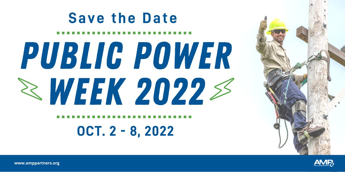 AMP (@amppublicpower) on Twitter photo Next week is #PublicPowerWeek, when AMP will celebrate all the benefits of #publicpower that customers of our 133 members across nine states enjoy. Consider sharing our posts with #WeArePublicPower #PublicPower and #PublicPowerWeek2022.
Learn more: bit.ly/3rkClNL Next week is #PublicPowerWeek, when AMP will celebrate all the benefits of #publicpower that customers of our 133 members across nine states enjoy. Consider sharing our posts with #WeArePublicPower #PublicPower and #PublicPowerWeek2022.
Learn more: bit.ly/3rkClNL