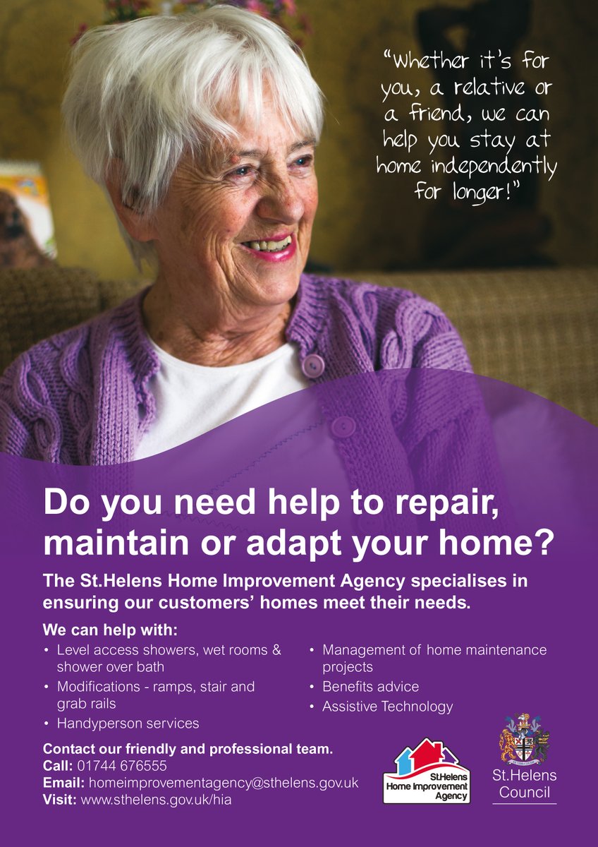 sthelenshia's tweet photo. We provide assistance and guidance to residents of St Helens helping them continue living independently in their own homes #MerseyHour https://t.co/XQNaYER2dG