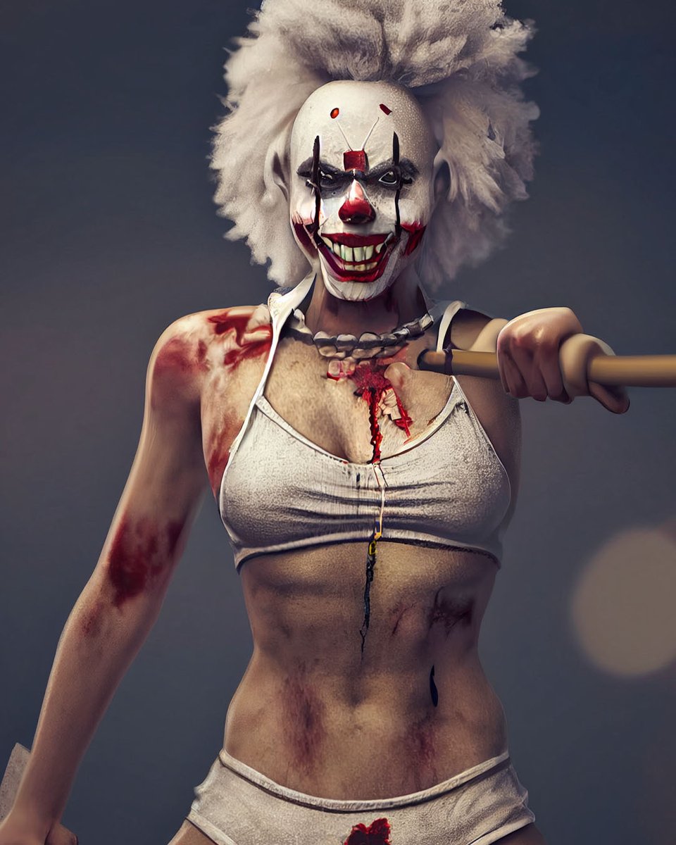 PjayPix's tweet photo. She'll make you laugh before she rips your heart out! https://t.co/kdBZIHsHxt
.
.
 #clowns #clown #killerclown #nft #crypto #nfts #scarypics #coulrophobia #cryptoart #generativeart #aiart #scaryclowns #digitalart #digitalimages #fearofclowns #clowningaround https://t.co/e6PtNpiafc