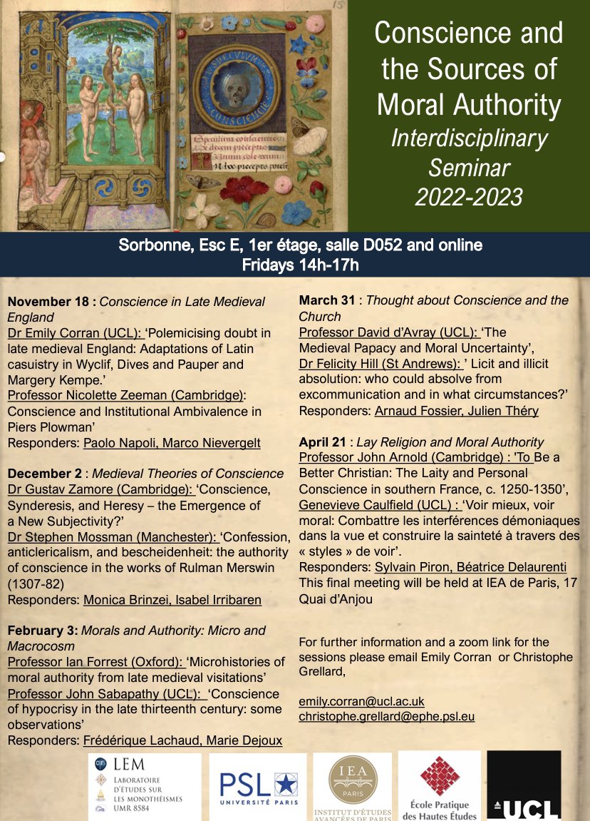 I am very much looking forward to this seminar series, which takes place online and in Paris at the Sorbonne and <a href="/IEAdeParis/">IEA de Paris</a> .