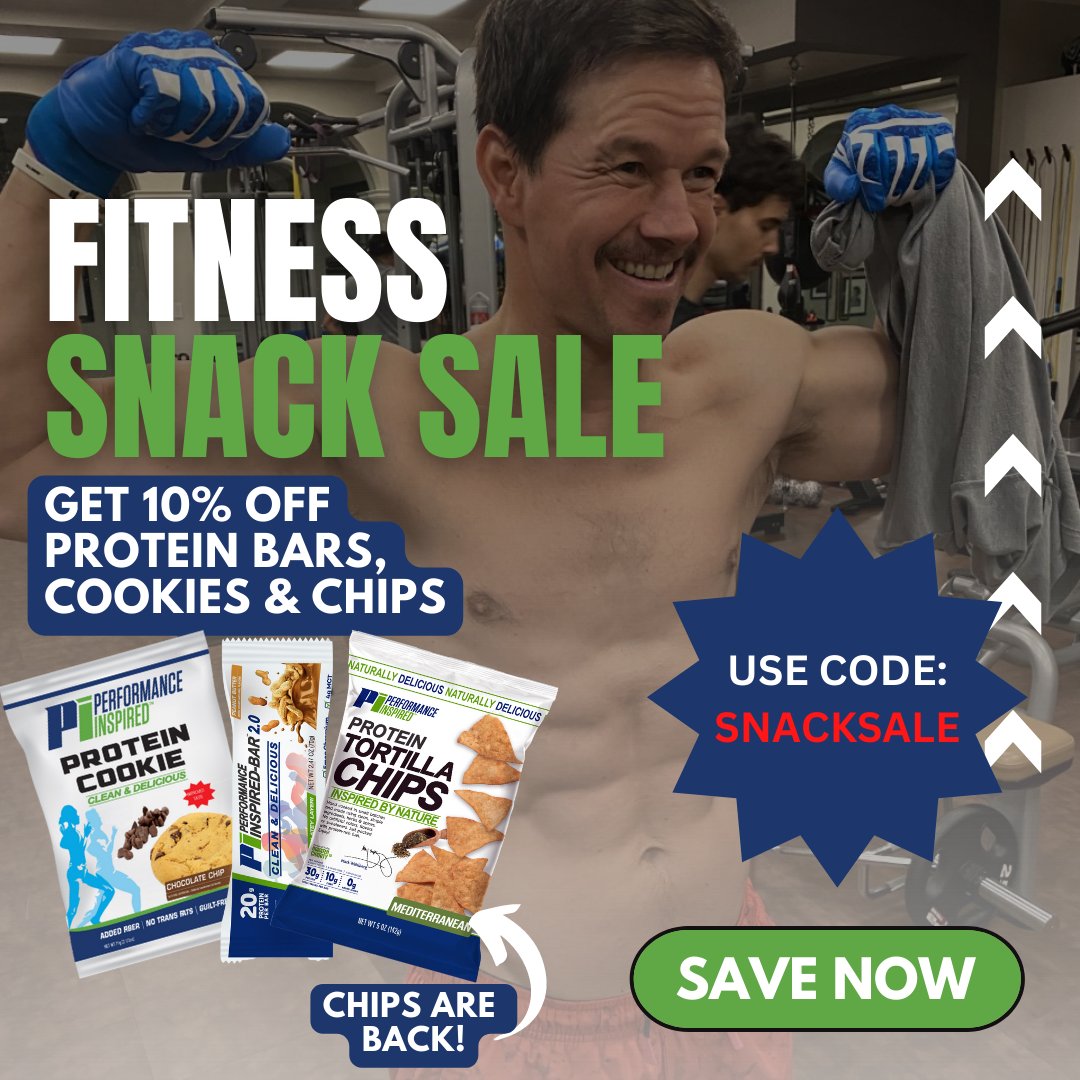 PerformInspired's tweet photo. FLASH FITNESS SNACK SALE: Get 10% off Protein Bars, Cookies & CHIPS! Yes, our Mediterranean and Classic Ranch chips are BACK! Use Code SNACKSALE at checkout.
#performanceinspired #inspiredtobebetter #markwahlberg #snacksale #proteinbars #proteincookies #proteinchips https://t.co/EXOMktw8DW