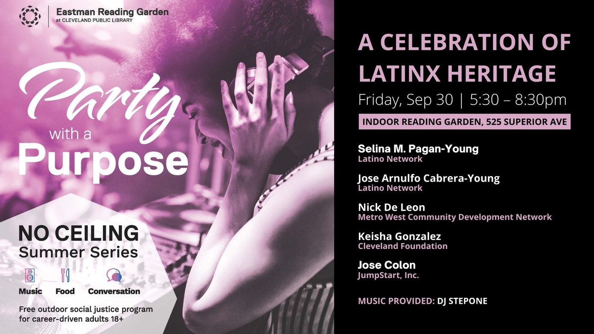 Cleveland_PL's tweet photo. Up Next:
📚#NoCeilingCPL Celebrating Hispanic LatinX Culture (9/30, 5:30 - 8:30pm | Main Library)
📚#MusicAtMain with Ashley Brooke Toussant (@abtoussant) (10/1, 2pm | Main Library)
📚Novel Writing Workshop with Seth Borgen and @cplocfb (10/1, 2:30pm | Online) https://t.co/IZFklTJv6j