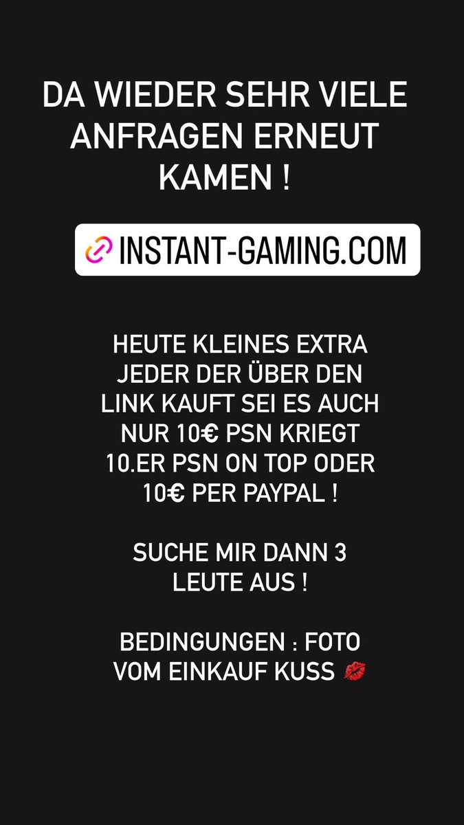 die besten Angebote und 100% Safe !

60€ PSN für 49,99€
75 PSN für 61,99€ 
120 PSN für 99,99€ 

instant-gaming.com/?igr=hammed_m7