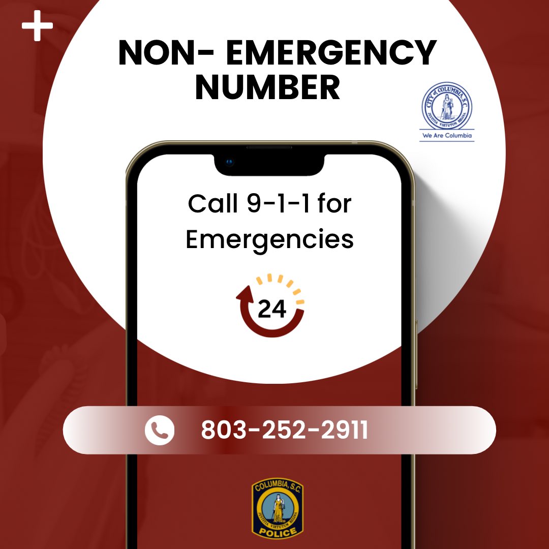 Please remember to only call 9-1-1 for true emergencies. For non-emergencies, call 803-252-2911. The Columbia-Richland 9-1-1 Communications Center is staffed 24-hours a day. Dispatchers send #ColumbiaPDSC officers to various locations to help you during calls for service.