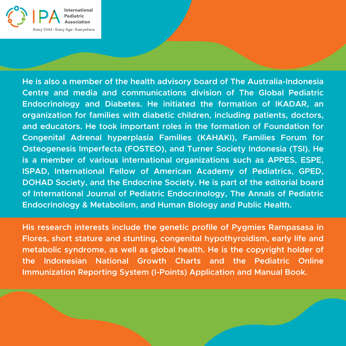 IPAWorldorg's tweet photo. Meet our esteemed panelist!
IPA is proud to introduce Prof. Aman Pulungan from Indonesia as a panelist for "The Development of Newborn Screening: Moving Beyond the 1960’s" webinar.
Register via the following link: https://t.co/EbPmX2o4JO
#IPA #IPAWebinar #EnverHasanoglu https://t.co/5tMyXXAHOC