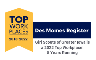 GSGI's tweet image. We are so proud to be listed as a Top Workplace in Iowa - 5 years in a row!  We prioritize taking care of our people so they can build girls of courage, confidence, and character, who make the world a better place. 💚