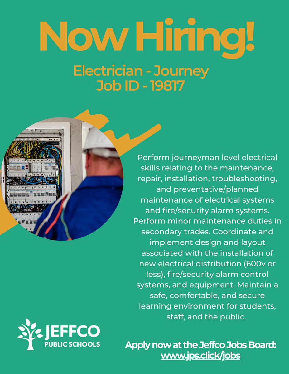 Today would be a great day to begin your new career search! Are you passionate about repairing, troubleshooting, and maintaining electrical systems? What about performing minor electrical maintenance? Apply now for our Electrician - Journey!