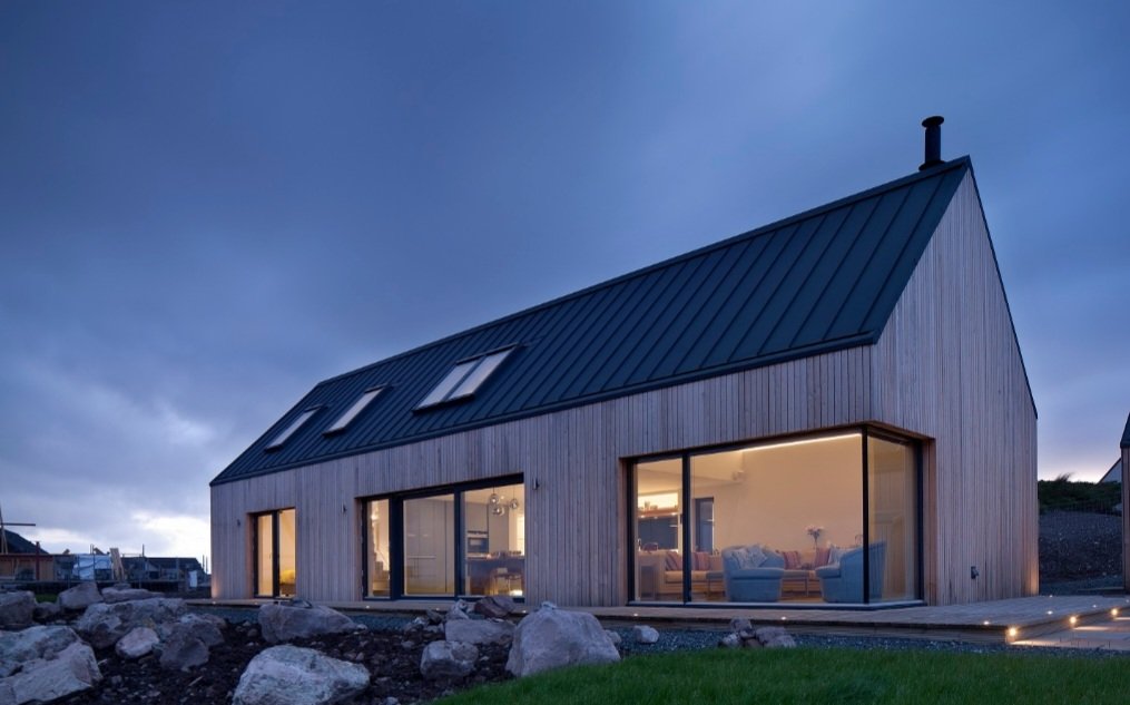 HebHomes's tweet photo. Delighted to win Green Housing Award with Simpson Builders at the #PropertyAwardsScotland last night. SIP LH702PD design in larch cladding. Thank you to the #Herald and our great clients who have built a beautiful home. See more here: https://t.co/Vgj08xZNWX https://t.co/y9ax2hTffX