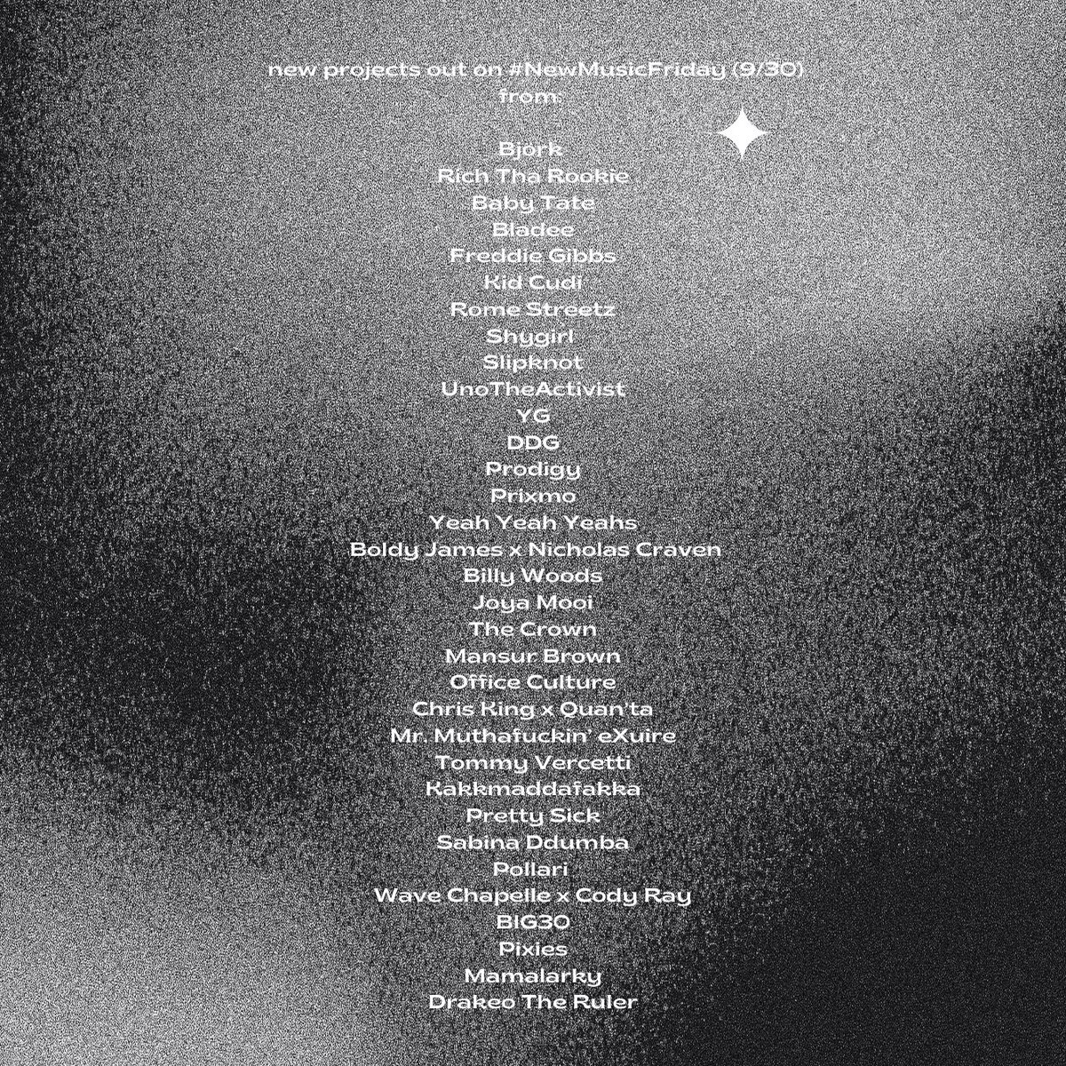 Here’s a list of some artists who have put out a new project today on 9/30 #NewMusic #NewMusicFriday