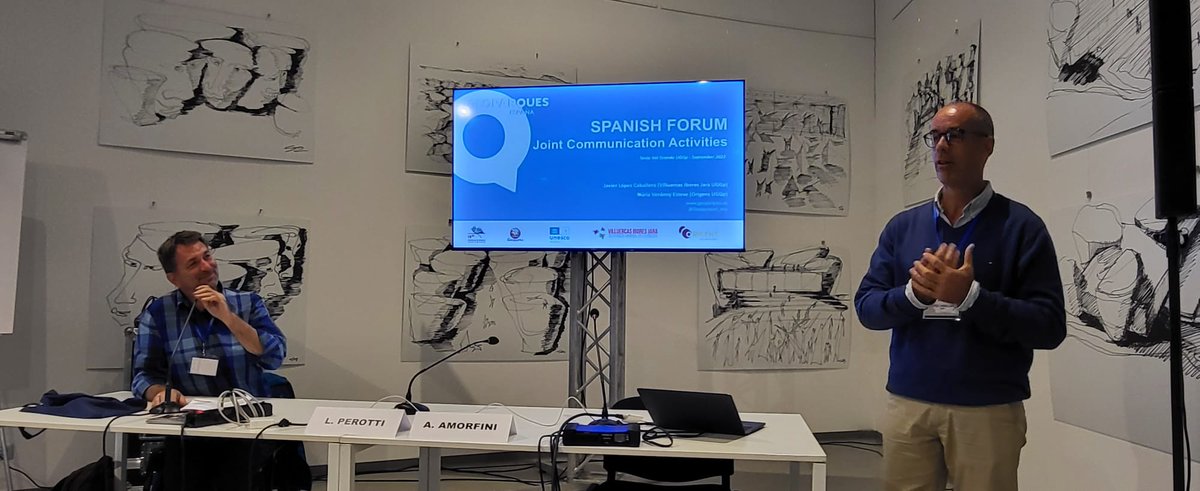 geoparqueEH's tweet photo. Hoy continuan las presentaciones. La última en el #MuseoHall ha sido la del 
@GeoparquesEsp
 Esta tarde, en el #TheaterHall será la de nuestro grupo. Por aquí dejamos un resumen de la del Foro de Geoparques Españoles.
#somosgeoparque #EGN https://t.co/3NIA0V1NrN