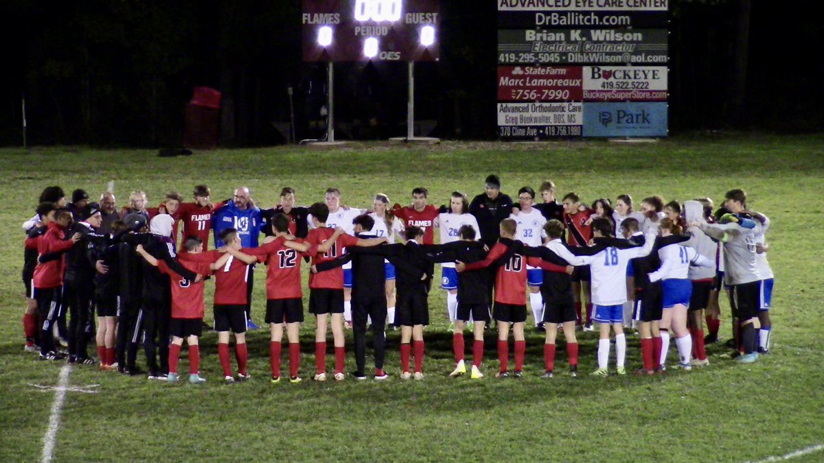 Nice show of sportsmanship and faith with <a href="/MCSFlames_AD/">Mansfield Christian AD</a> after last night’s soccer match.