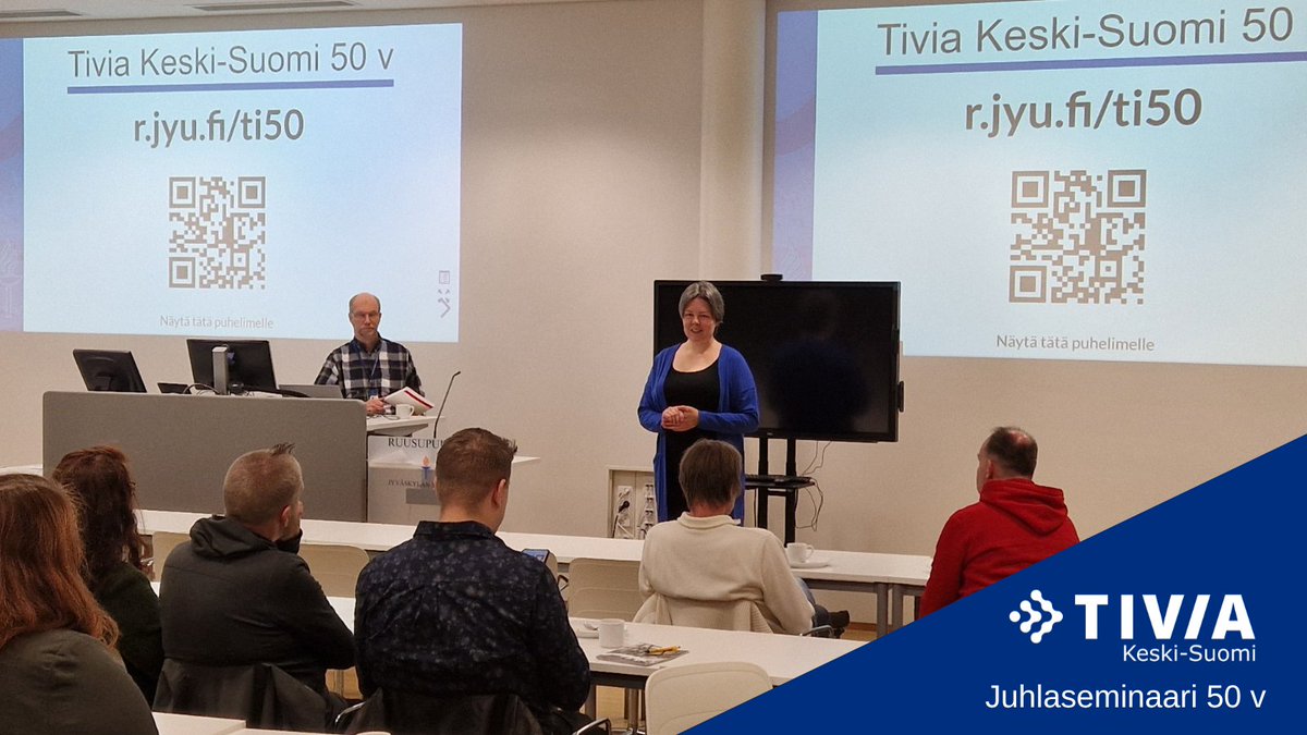 TIVIAKeskiSuomi's tweet image. TIVIA Keski-Suomen 50-vuotisjuhlaseminaari on käynnissä Jyväskylässä! @Poolatin avasi tilaisuuden - Vesa Lappalainen (@it_jyu) ensiksi vuorossa kertomassa  TIM-ympäristöstä. #tivia #keskisuomi #50vuotta #seminaari