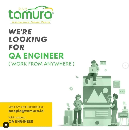 lokerit_01's tweet photo. If you are qualified with the requirement kindly send your CV and portfolio to : people@tamura.id
Also, if you know someone who might be suitable for this position, feel free to share this opportunity.
#LokerIT #lokerdeveloper #lokerqaengineer #lokerITEngineer https://t.co/NO1cJgqWov