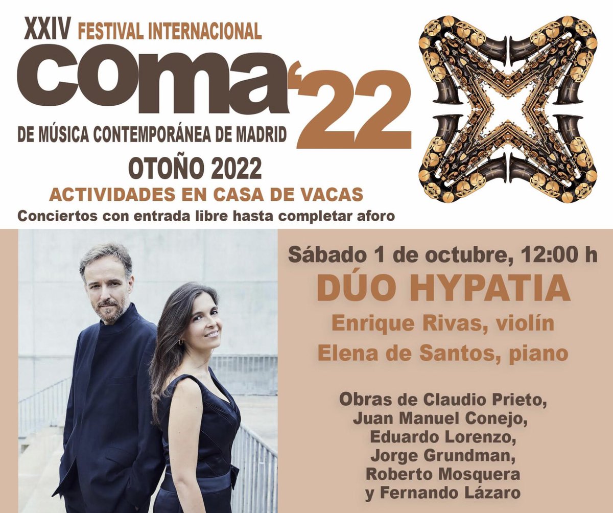 Mañana sábado día 1 de octubre, dentro del Festival Internacional de Música Contemporánea de Madrid, se interpreta mi obra “Los huesos del frío”, tema principal del cortometraje del mismo nombre. 
Auditorio Casa de Vacas, Parque del Retiro. Madrid. 
12:00 mediodía.Entrada libre.