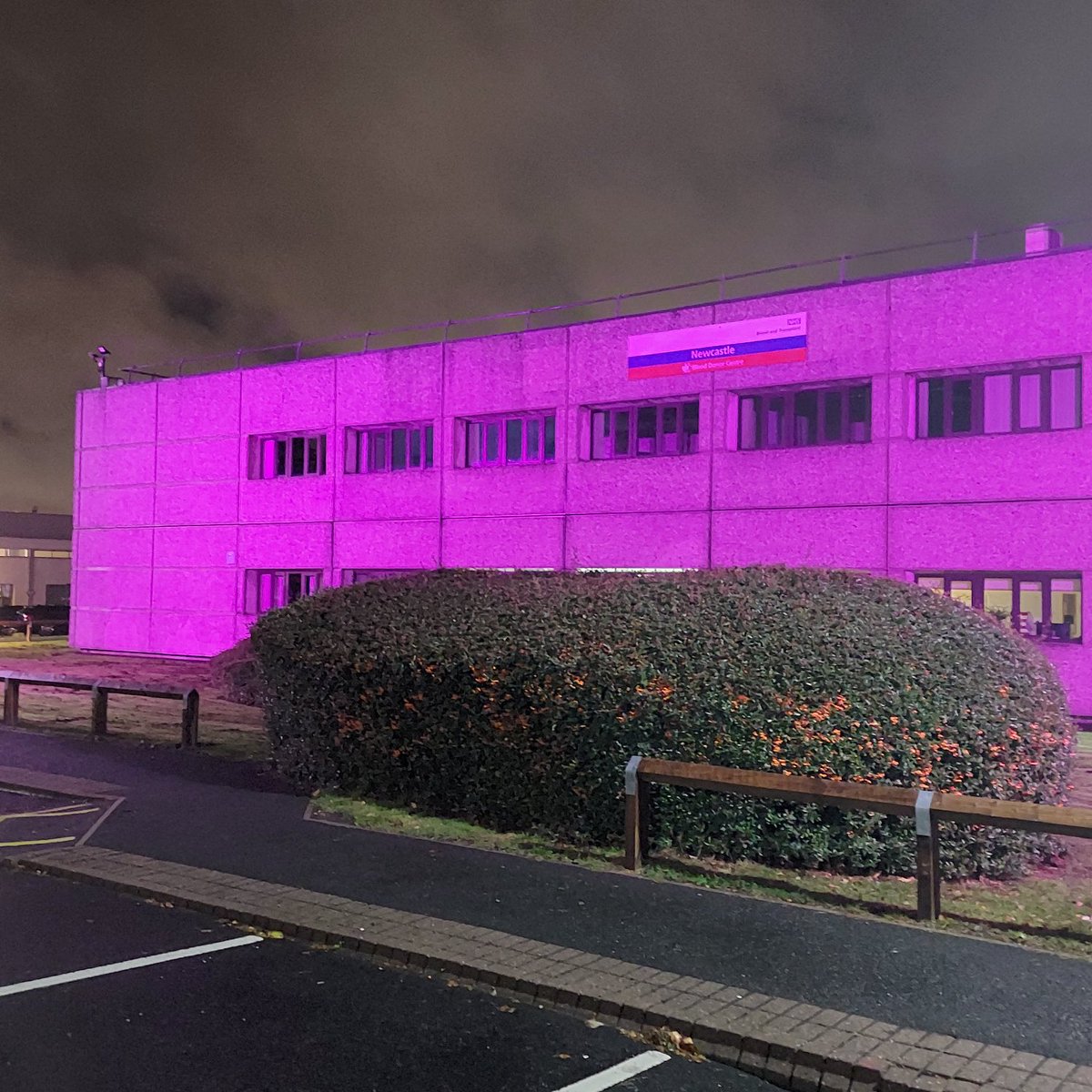 NHSBT Newcastle light centre up Pink. Thanks to Facilities for arranging this and all the support you give to the Specialist Nurse Organ Donation Team ⁦@lynnrobson17⁩ ⁦@nhsbtnursing⁩ ,⁦@NHSOrganDonor⁩ ⁦@doc_in_toon⁩
