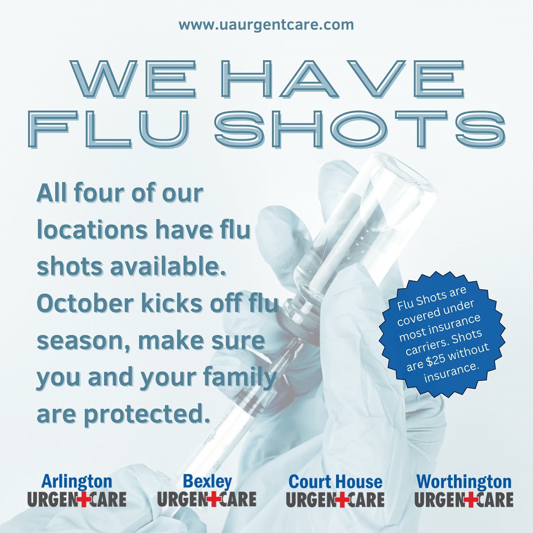 All 4 of our locations are open 7 days a week &amp; are stocked &amp; ready to administer #FluShots

The #fluvaccine is vital to reducing your chances of getting sick. People who do get sick, vaccine can reduce severity of illness.

Get yourself, your family vaccinated by the end of Oct!