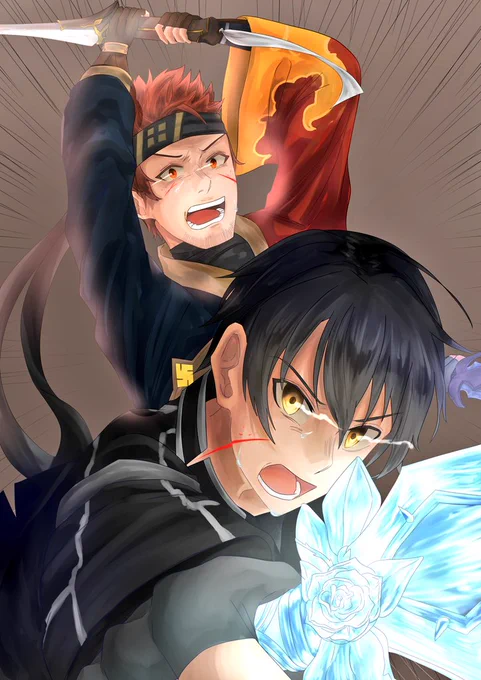 #mySAO #夢の対決「「Switch!!!!!」」滑り込みで応募失礼します「理想のパーティー」とテーマ悩んだんですけど、2人での本気の共闘を見たくて、何者かと闘うという場面で「夢の対決」にさせていただきました!理想パーティに変更も大丈夫です!よろしくお願いします #デアの絵日記 