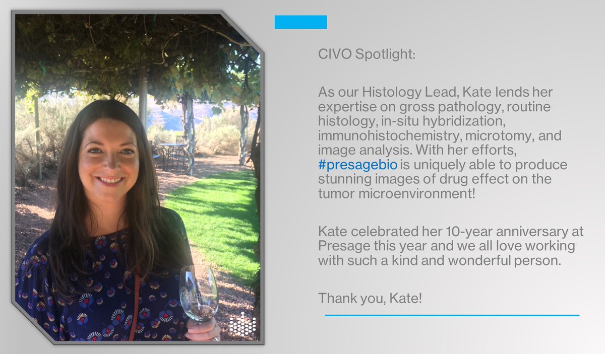 This week, <a href="/PresageBio/">Presage Biosciences</a> is shining the spotlight on our Sr. Research Associate &amp; Histology Lead, the amazing Kate Gillespie!