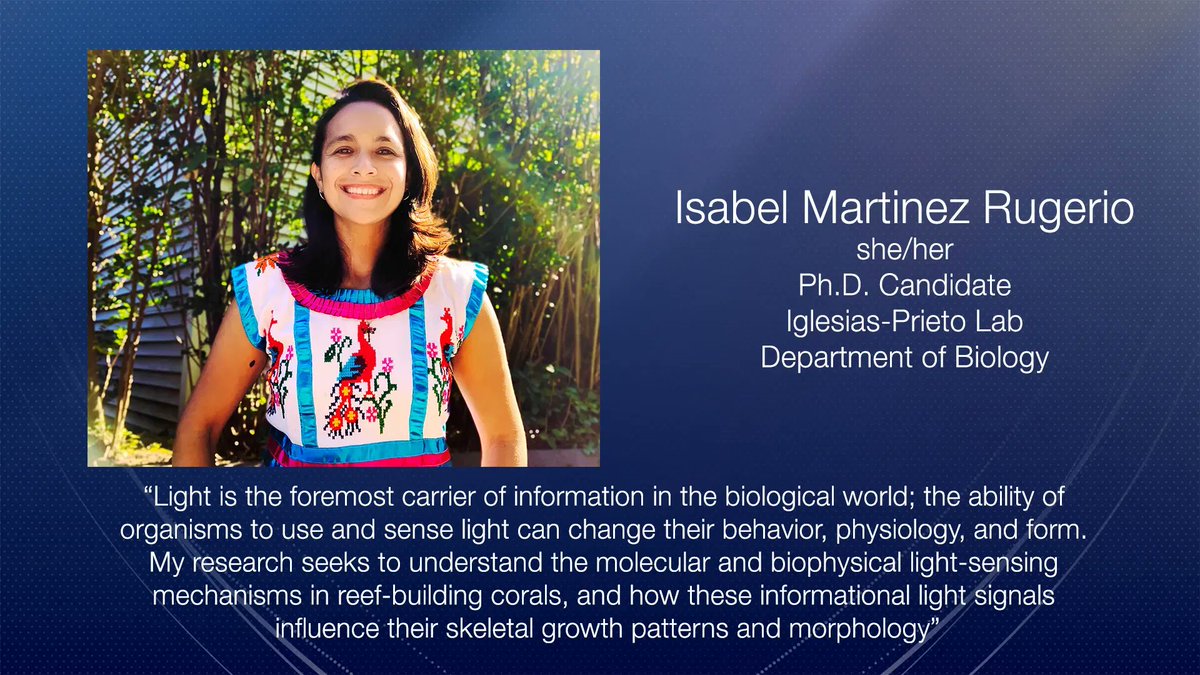 Penn State Biology (@pennstatebio) on Twitter photo Happy #FeatureFriday! This week we have <a href="/izamtz06/">Isabel Martinez-Rugerio</a> from <a href="/lab_prieto/">Iglesias-Prieto Lab</a> who studies light sensing in reef-building corals 🪸🌊 ☀️
<a href="/PSUScience/">Penn State Eberly College of Science</a> Happy #FeatureFriday! This week we have <a href="/izamtz06/">Isabel Martinez-Rugerio</a> from <a href="/lab_prieto/">Iglesias-Prieto Lab</a> who studies light sensing in reef-building corals 🪸🌊 ☀️
<a href="/PSUScience/">Penn State Eberly College of Science</a>