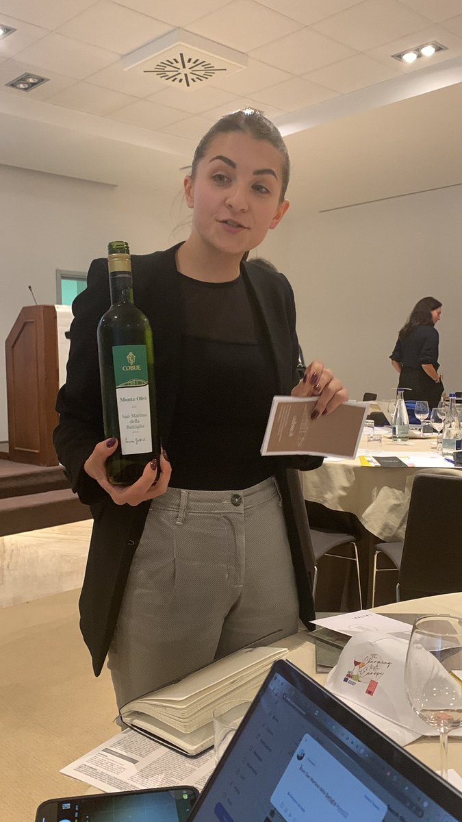 truthnwine's tweet photo. Cobue, near famous tower of San Martino, named for it,  100% Tuchí grape, screw cap, super herbal, chamomile, almond, and delish!  #wmc22 https://t.co/0GIgnFnYrn
