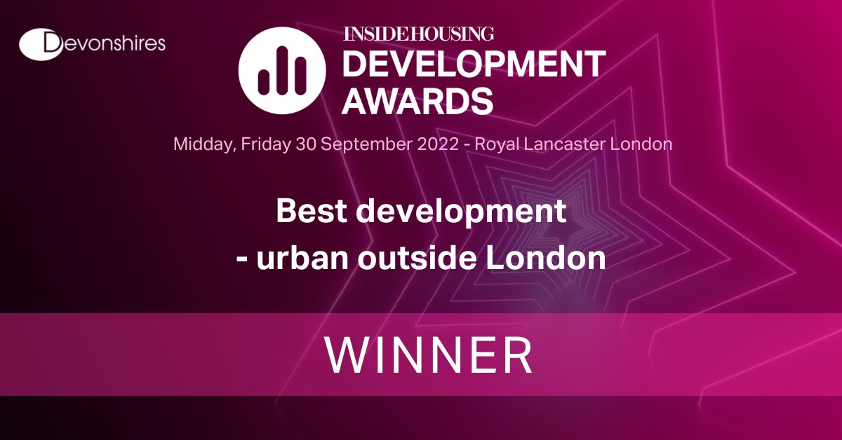 The 'best development - urban outside London' award goes to @buttressarch and @rowlinson! Congratulations! Sponsored by @Devonshires