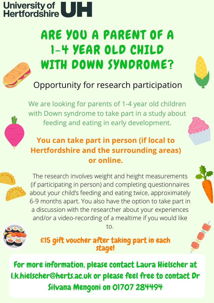 We’re still looking for a couple more #parents of #children with #Downsyndrome aged 1-4 years to take part in this exciting study about #feeding, #eating development and #weight👇🏻