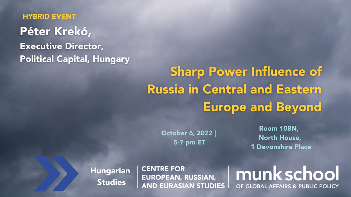 CEESMunk's tweet photo. Register to join this event in person or online to attend a discussion on sharp power influence of Russia in Central and eastern Europe and Beyond!

Registration link: https://t.co/ciG2POYSvi

#warinukraine #russia #ukraine #centraleurope #easterneaurope #munkschool #ceres https://t.co/BjTyqAEbAM
