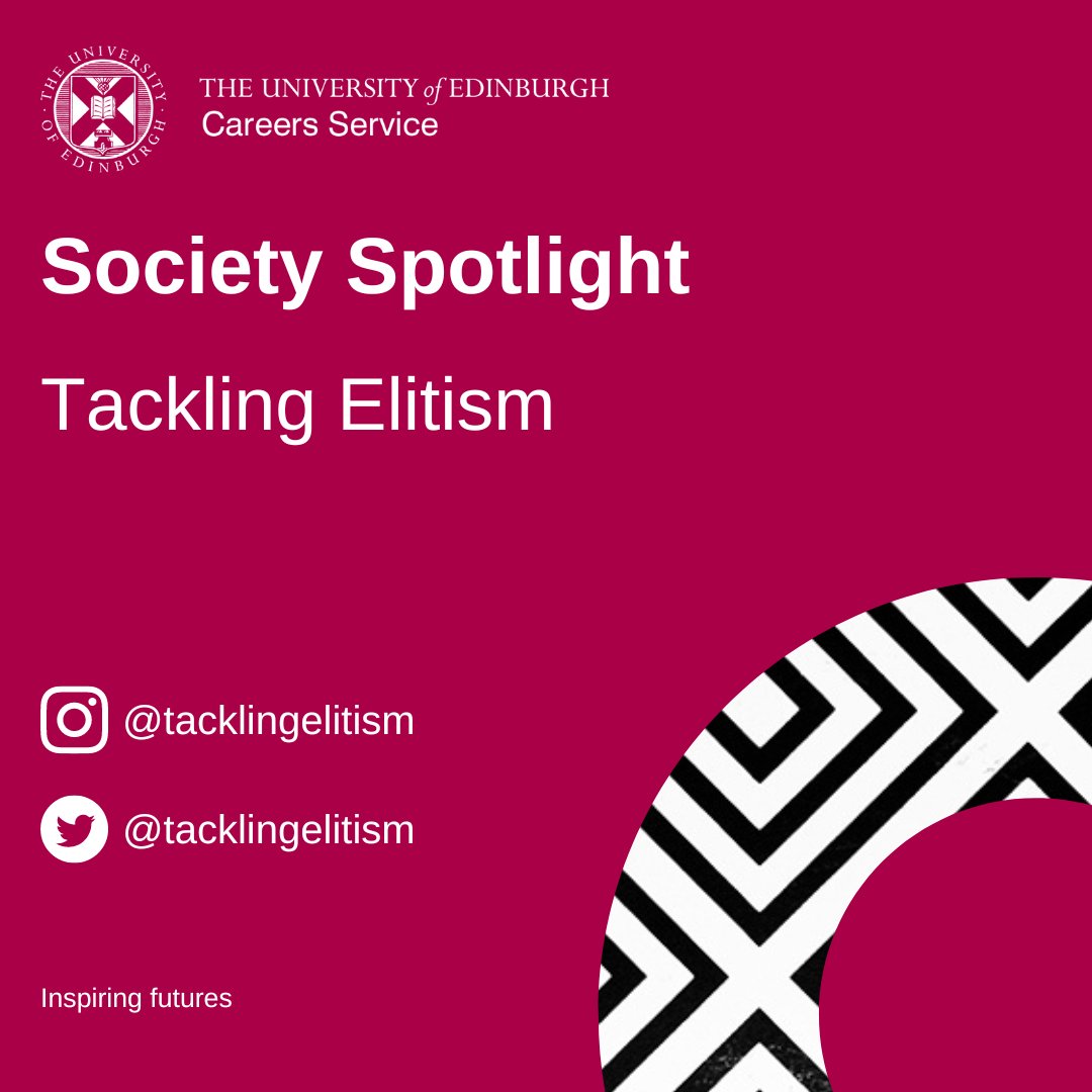uofedcareers's tweet photo. The Careers Service will be promoting societies who are active in different fields that support protected characteristics throughout the year! Today we would like to introduce @tacklingelitism who are prominent in the field of elitist discrimination.
#EDI #EdEDI #TacklingElitism https://t.co/bGKX38r3ab