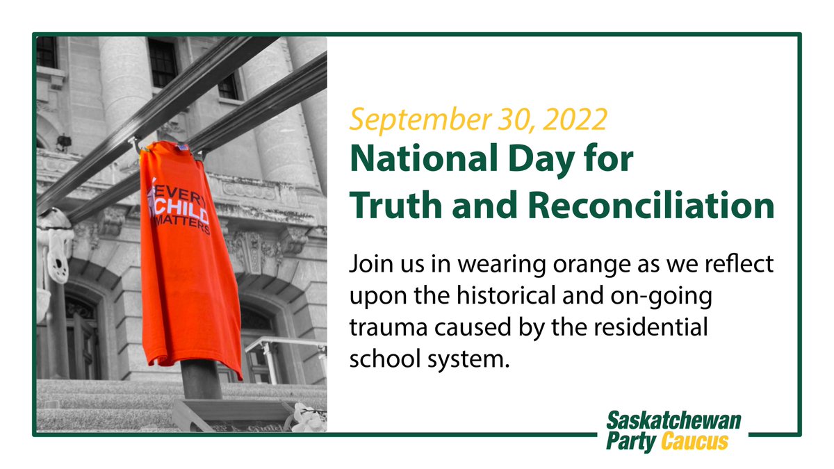 The residential school system represents a sad chapter in this country's history. Today is an important day of remembrance and reflection for those who have suffered harm and to honour those whose lives were lost at residential schools.