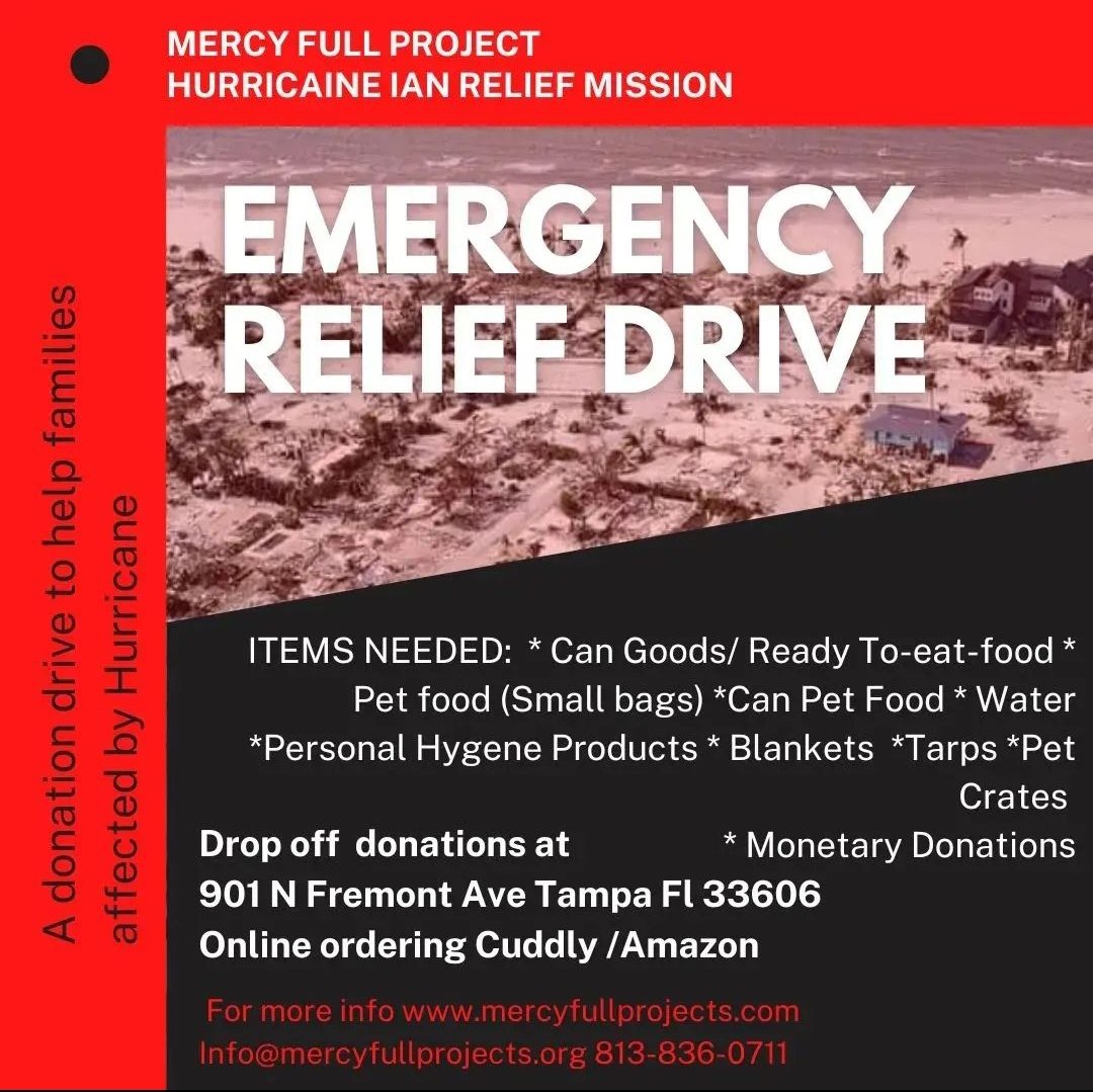 Mercy Full Project is collecting different items for people and pets of south Florida that don't have a house anymore because of hurricane Ian. They accept also online orders. Donate if you can 🥰 #mercyfullprojects
